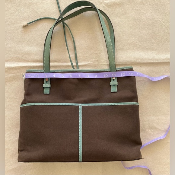 Kate Spade New York Brown Canvas Aqua Leather Casual Mini Tote Bag - Picture 11 of 15